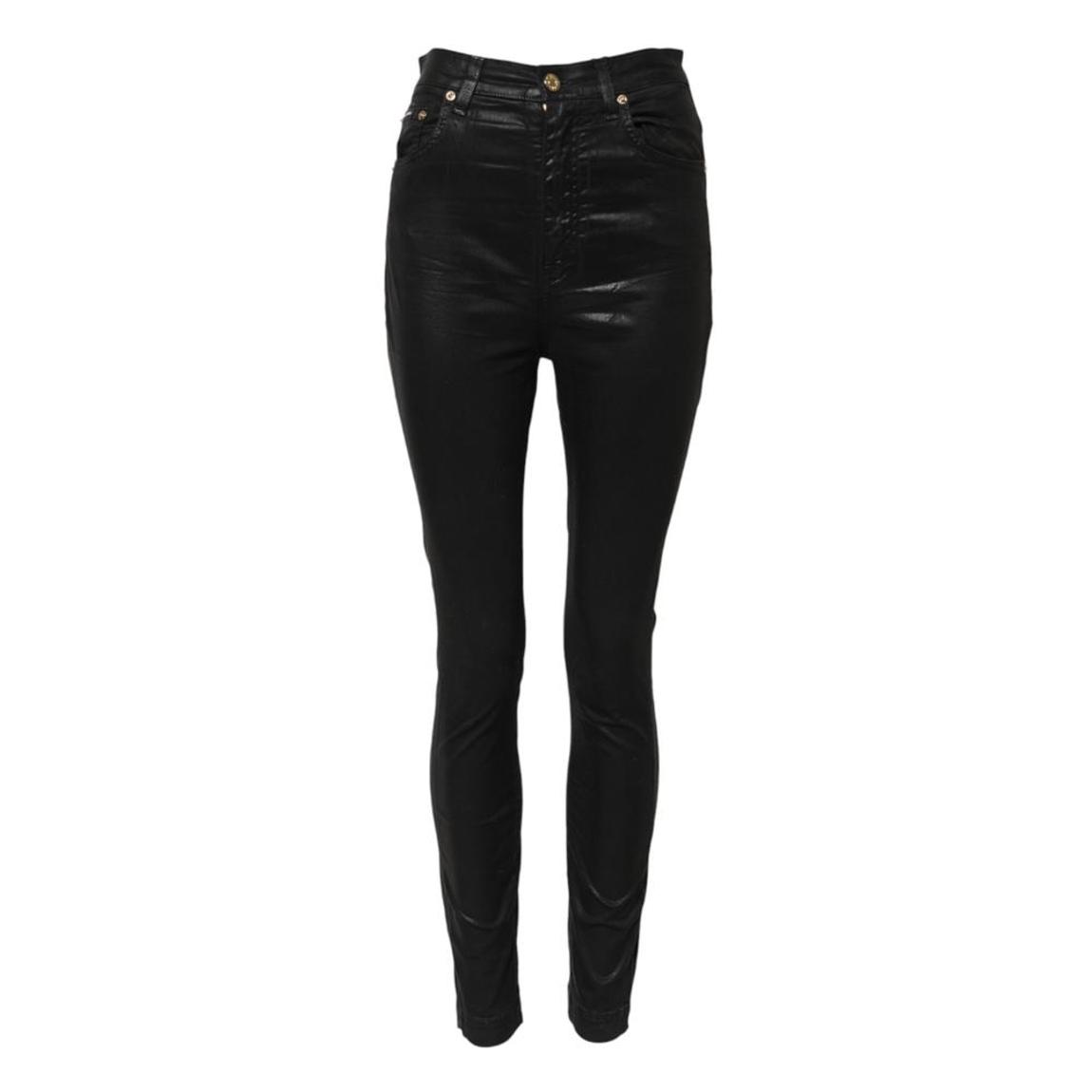 High Waist Skinny Denim Jeans with DG Logo Plaque Wo - Black Jeans main product photo