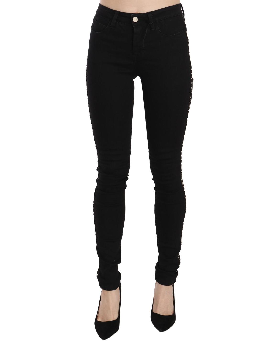 Skinny Jeans with Side Embellishts Wo - Black Jeans main product photo