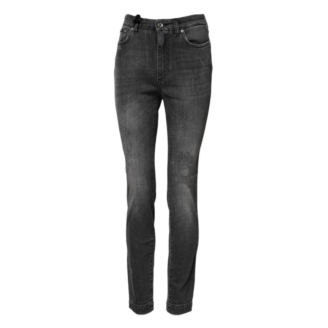 High Waist Skinny Denim Jeans with Zipper Closure Wo - Gray Jeans main product photo