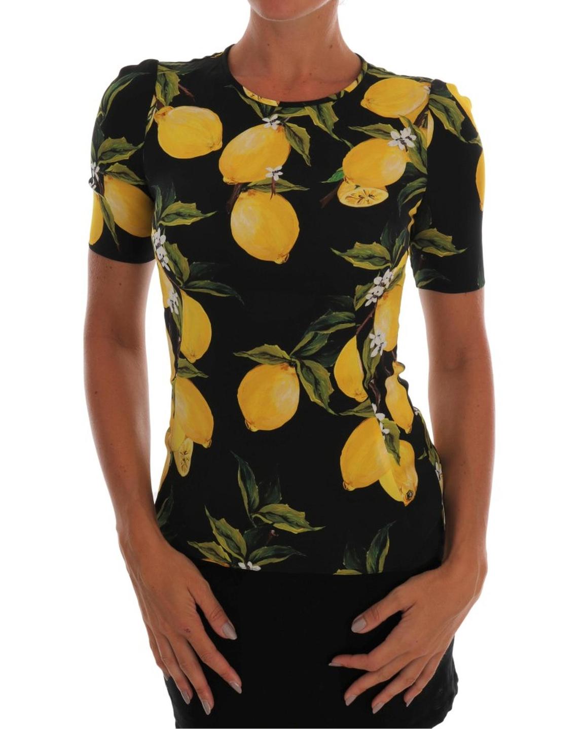 Lemon Print Silk Top TSH1451 Wo - Multicolor Tops main product photo