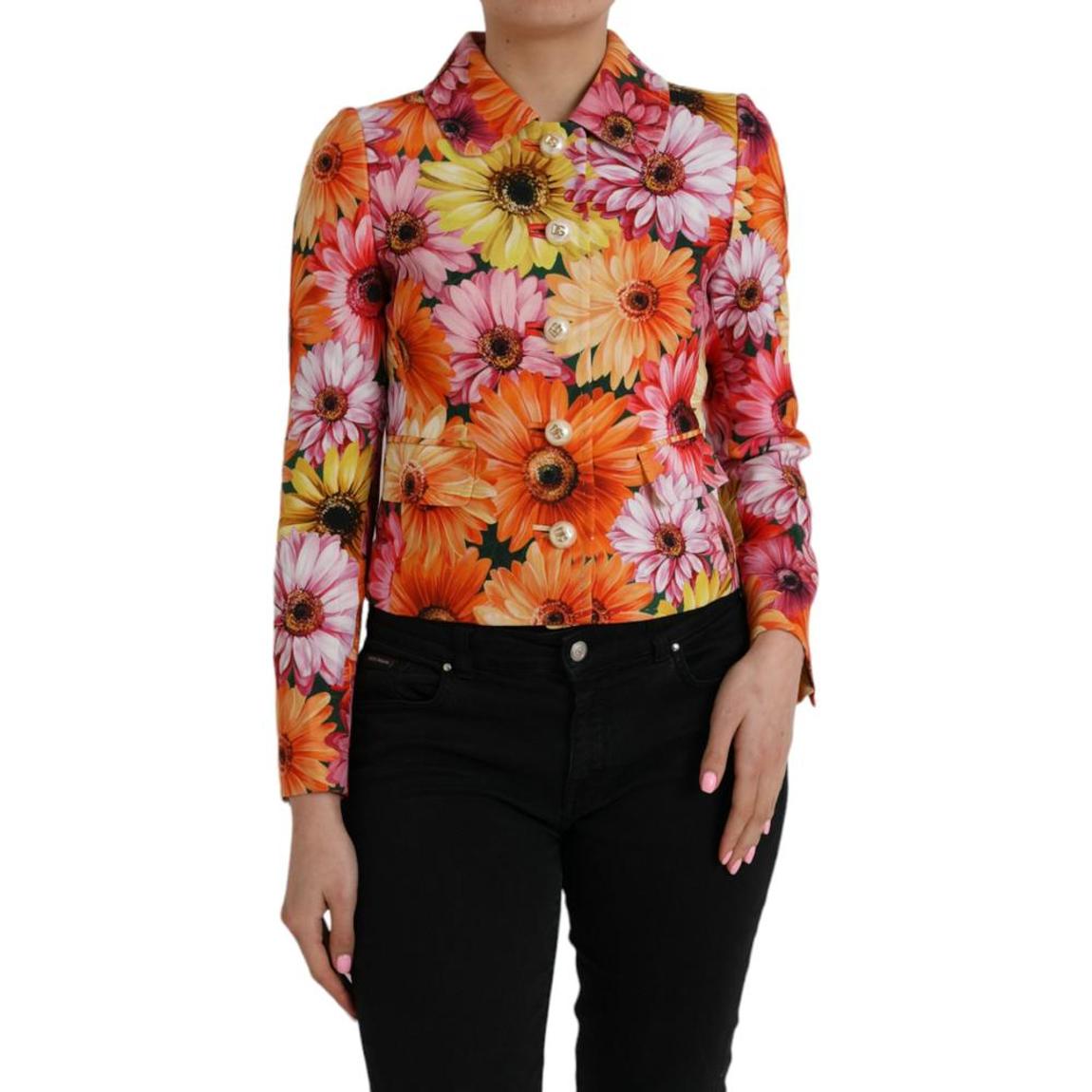 Floral Print Jacket Gerbera Daisy Wo - Multicolor main product photo