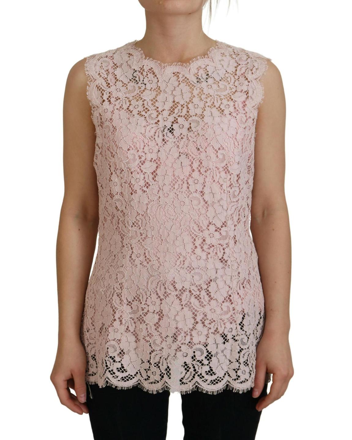 Floral Lace Top Sleeveless - Pink Tops main product photo