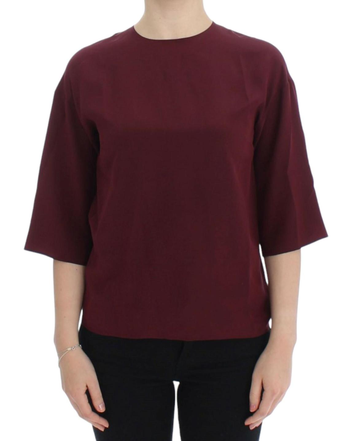 Dolce Gabbana Silk Blouse Burgundy Wo - Red Tops main product photo