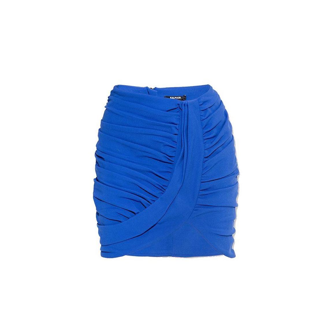 Mini Draped Skirt with Back Zip Closure - Blue main product photo
