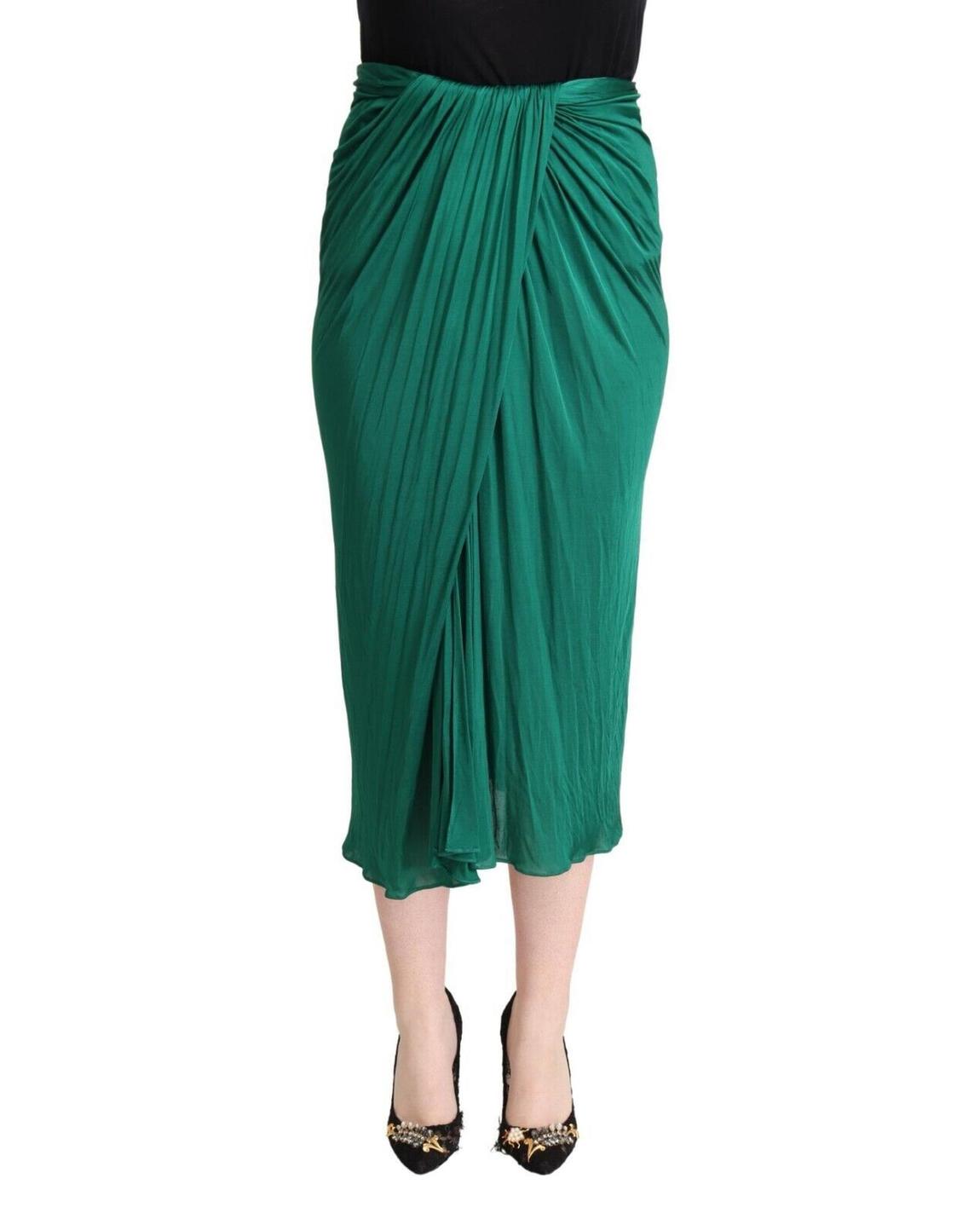 Dolce Gabbana Silk Midi Skirt Wo - Green main product photo