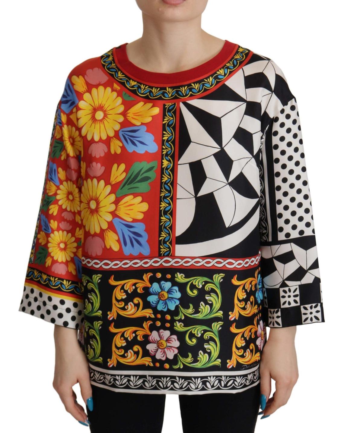Dolce Gabbana TSH7810 Silk Blouse Wo - Multicolor Tops main product photo