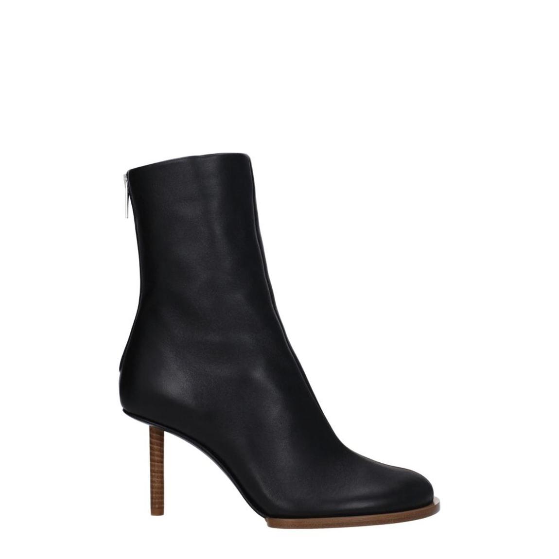 Leather High Heel Ankle Boots with Zip Closure and Square Toe - main product photo