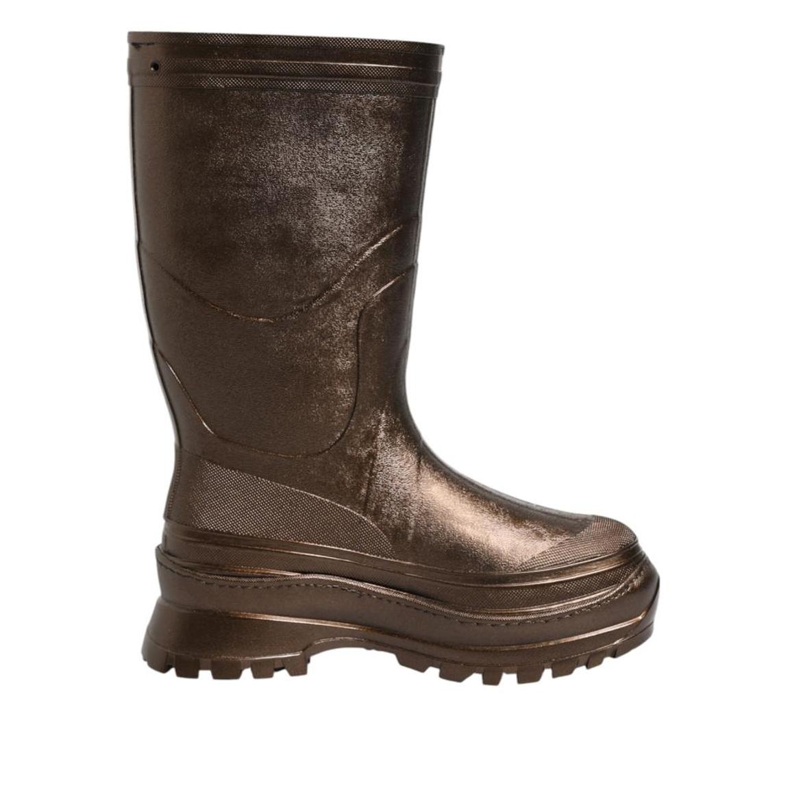 Metallic Pull-On Rain Boots with Rubber Sole - Bronze main product photo