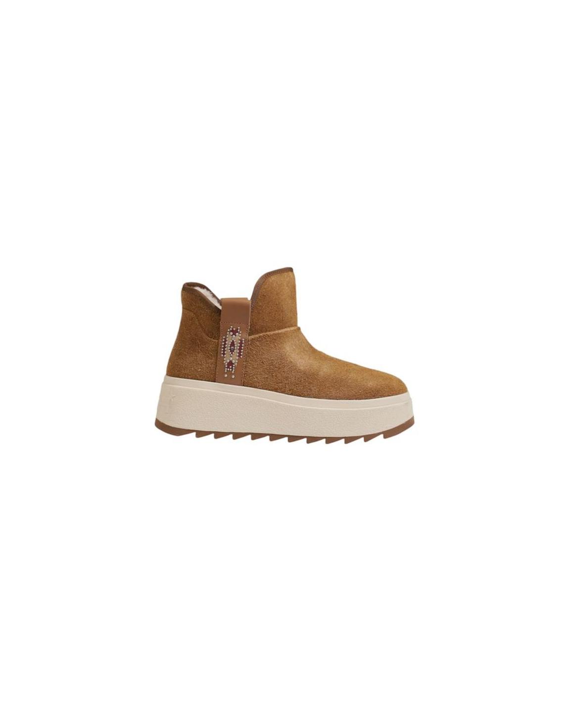 Moon Bootie Suede Shearling Platform - Brown main product photo