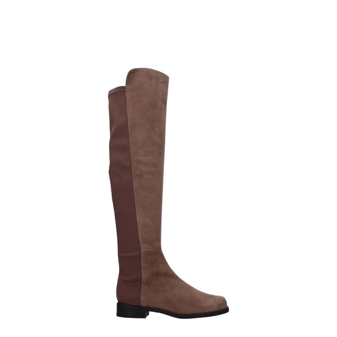 Suede Casual Round Toe Low Heel Boots Wo - Brown main product photo