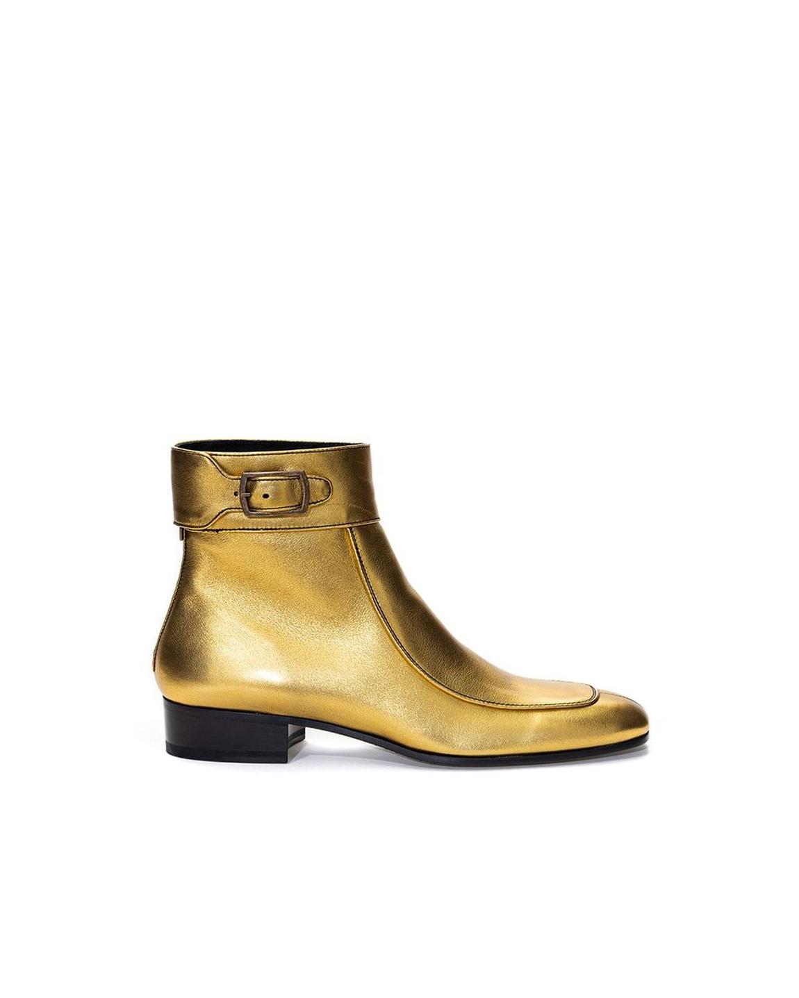 Leather Ankle Boots Buckle - Gold main product photo