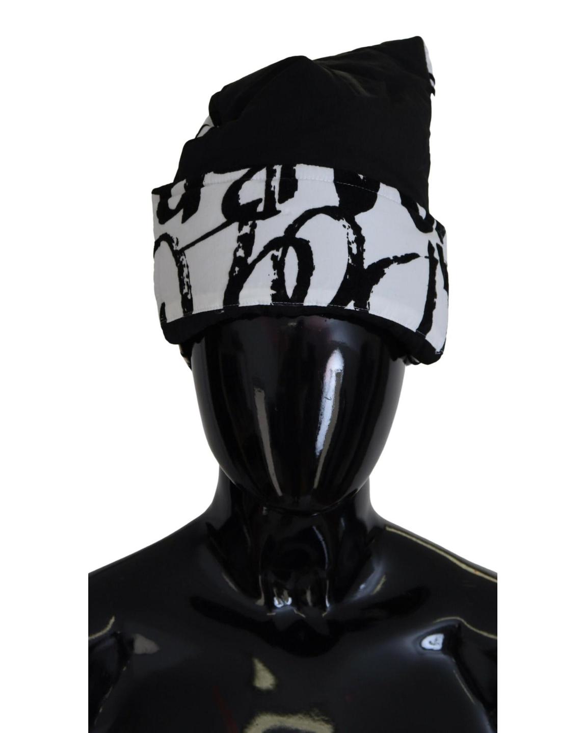 Abstract Print Beanie BlackWhite Wo - Black And White Hats main product photo