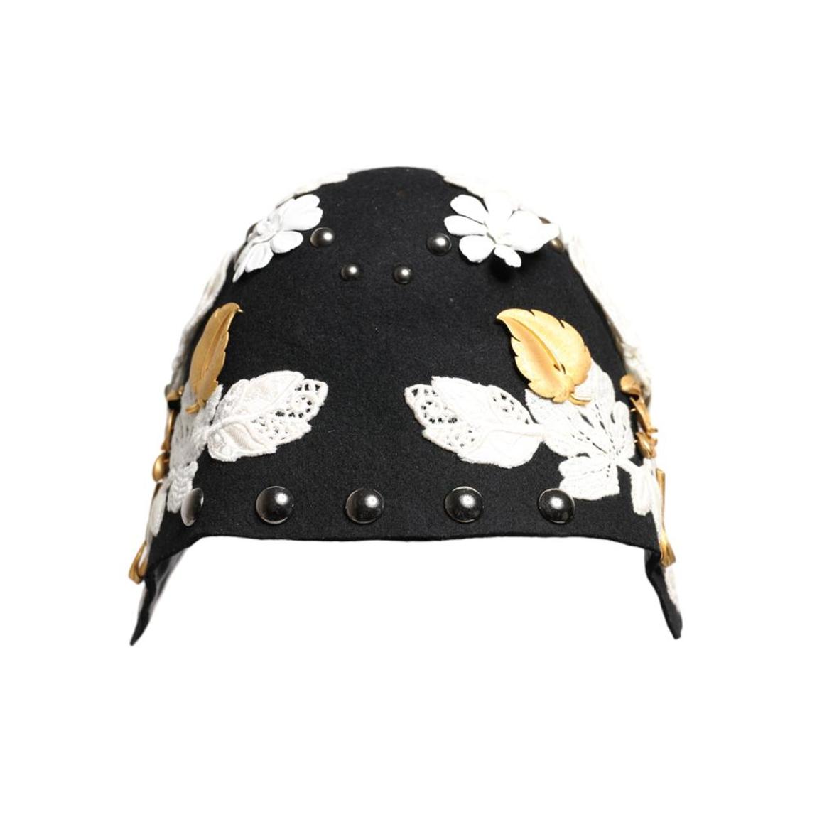 Floral Embroidered Wool Felt Hat Wo - Black main product photo