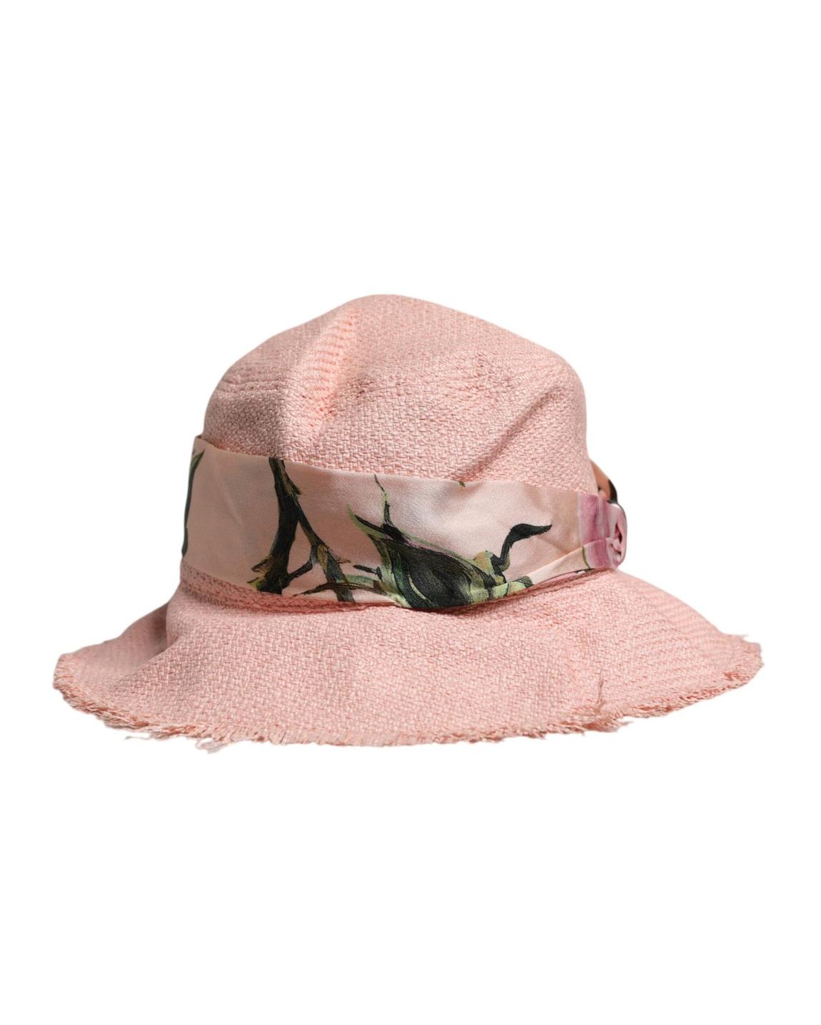 Floral Bucket Hat Frayed Brim - Pink main product photo