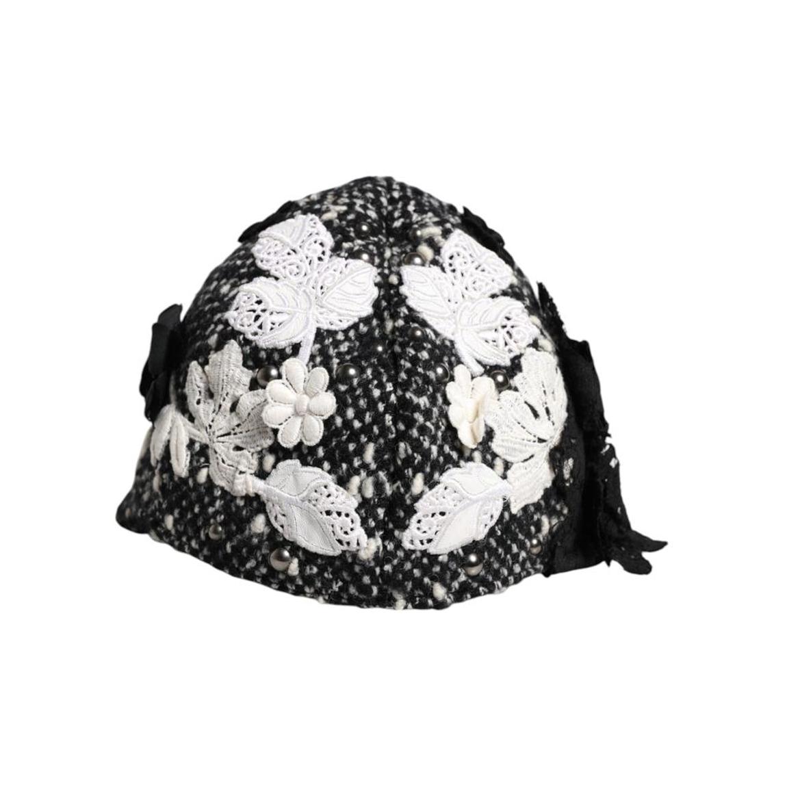 Embroidered Tweed Hat Wo - Black And White main product photo