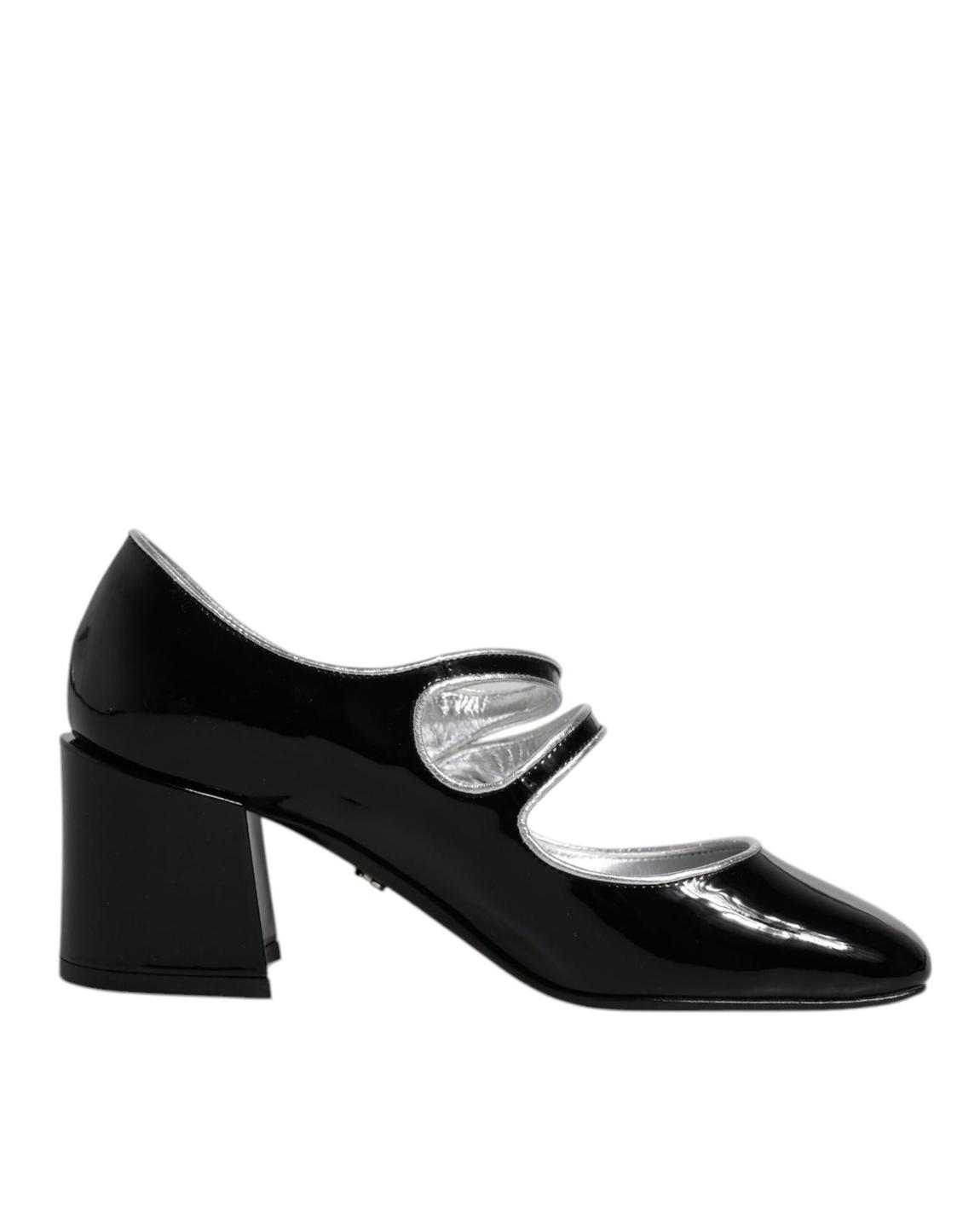 Patent Leather Pumps Block Heel Style Wo - Black main product photo