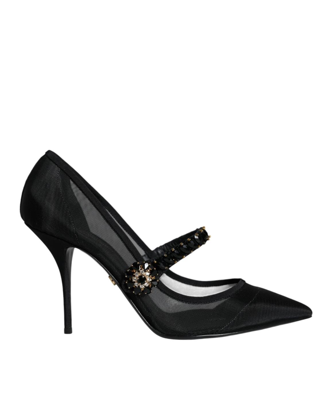 Mesh Pumps with Crystal Detail Wo - Black main product photo