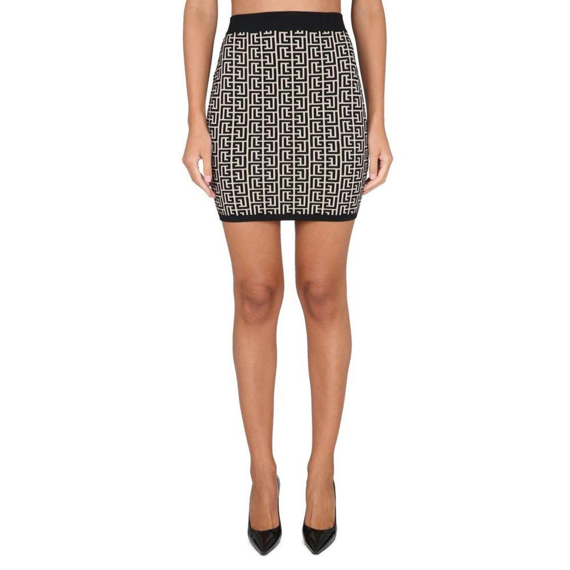 Geometric Knit Mini Skirt Wo - Black main product photo
