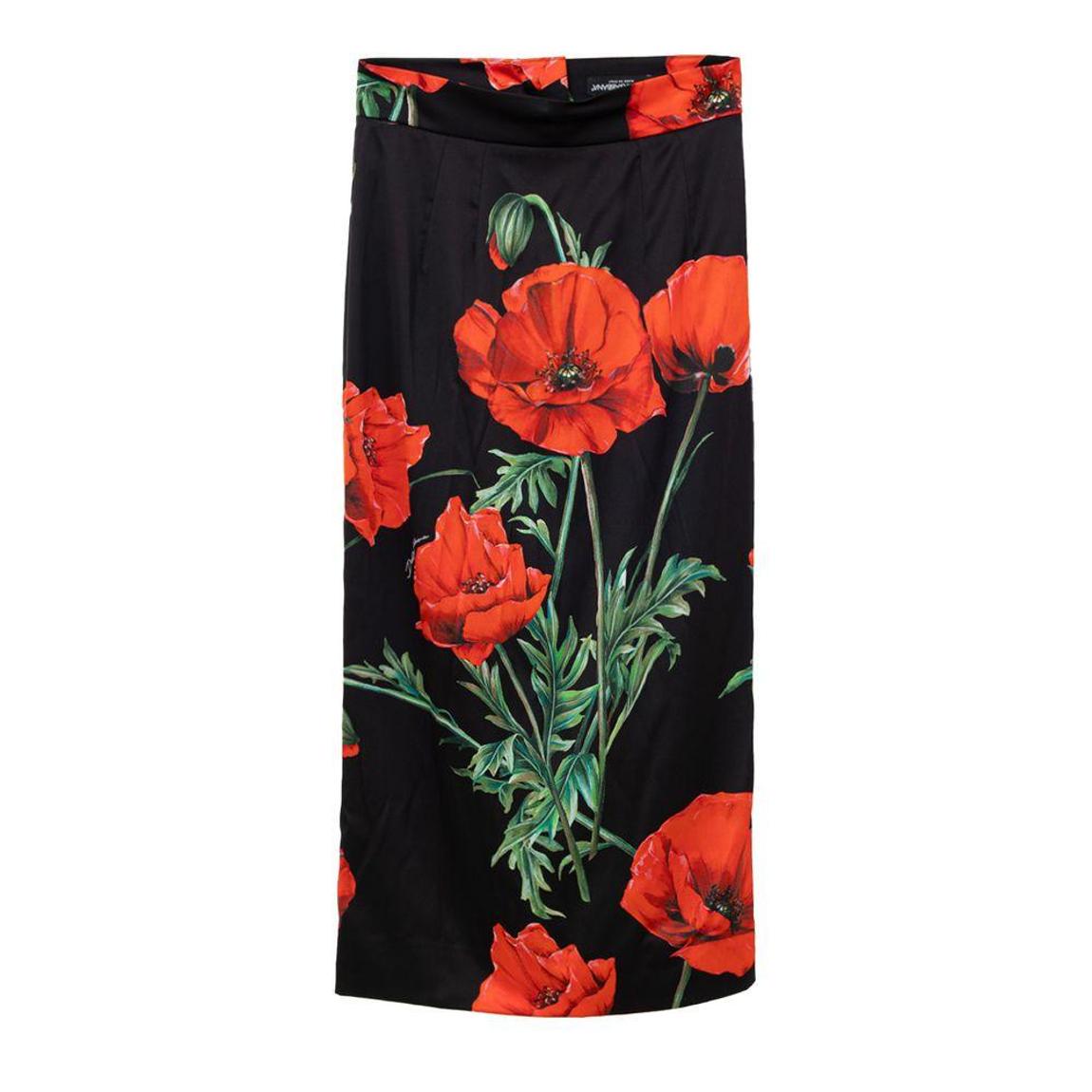 Floral Print Silk Skirt - Bicolor main product photo