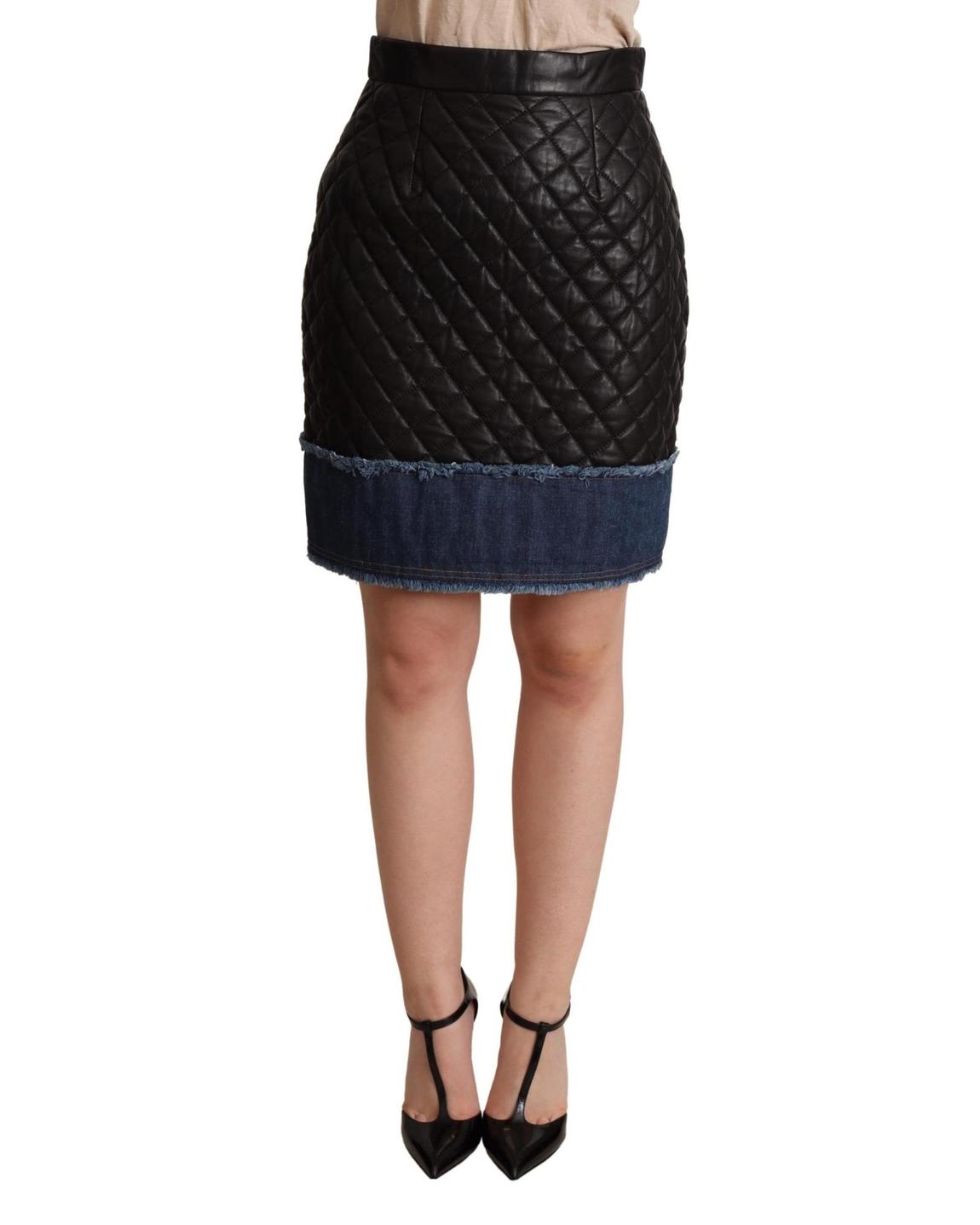 Dolce Gabbana Quilted Leather Mini Skirt - Black main product photo
