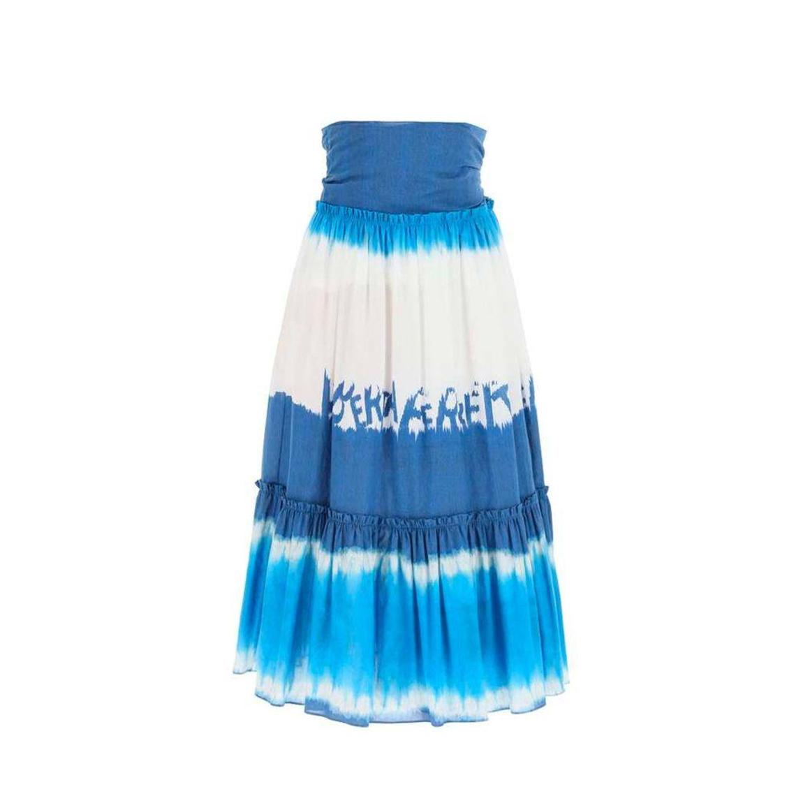 Tie Dye Flared Midi Skirt with High Waist and Front Logo Detail Women main product photo