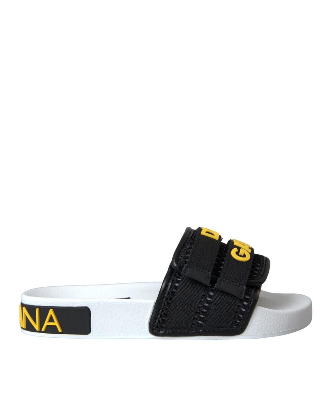 Portofino Slides Black White - Blackwhite Flat Shoes main product photo