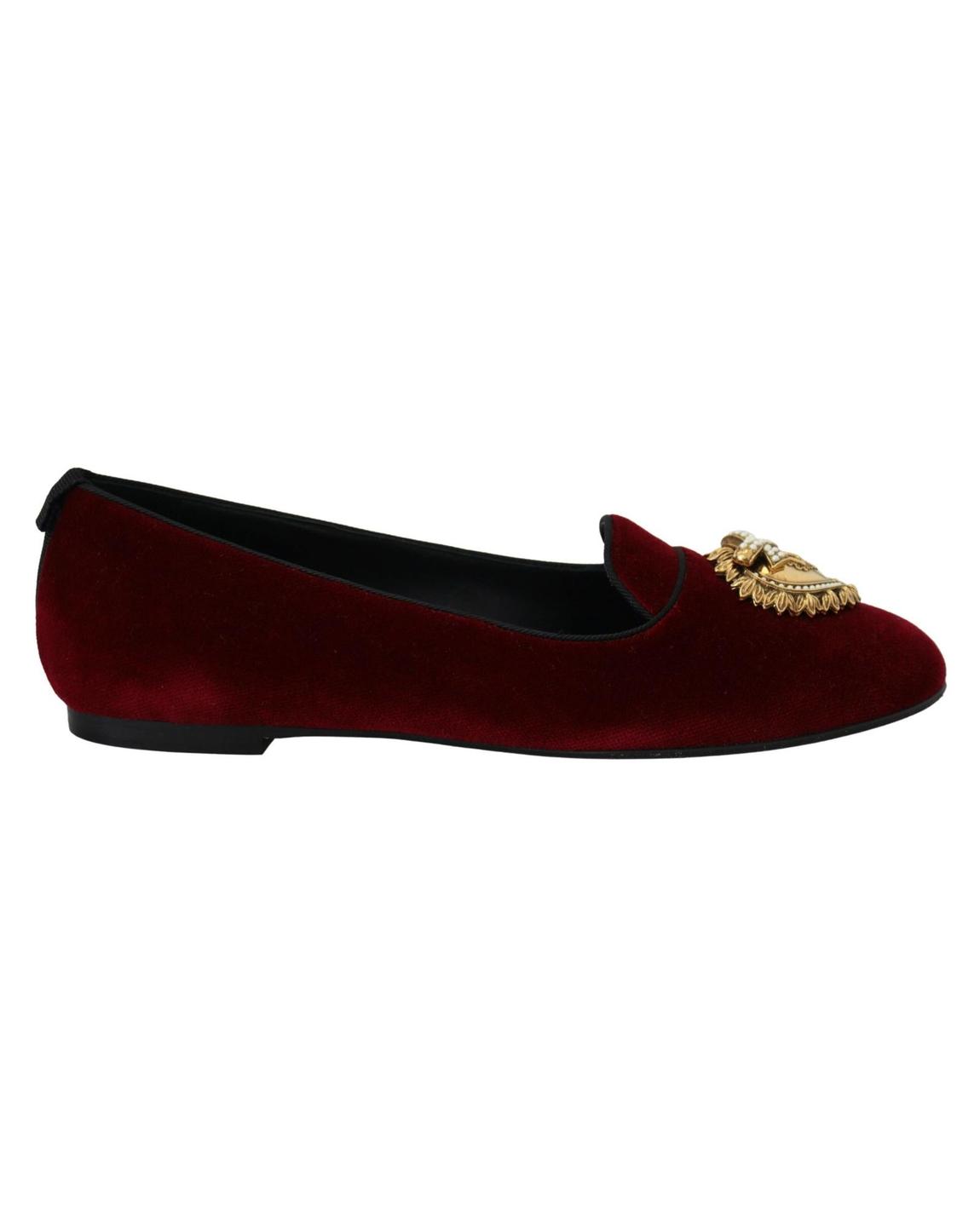 Velvet Loafers Burgundy - Bordeaux Flat Shoes main product photo