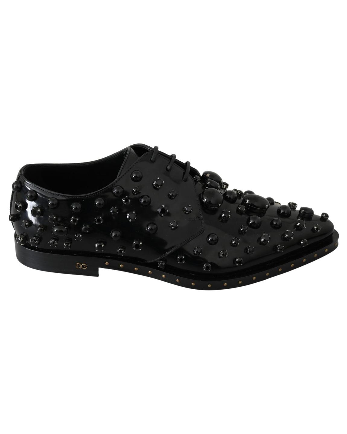 Patent Leather Loafers Embellished Style - Black Flat Shoes main product photo