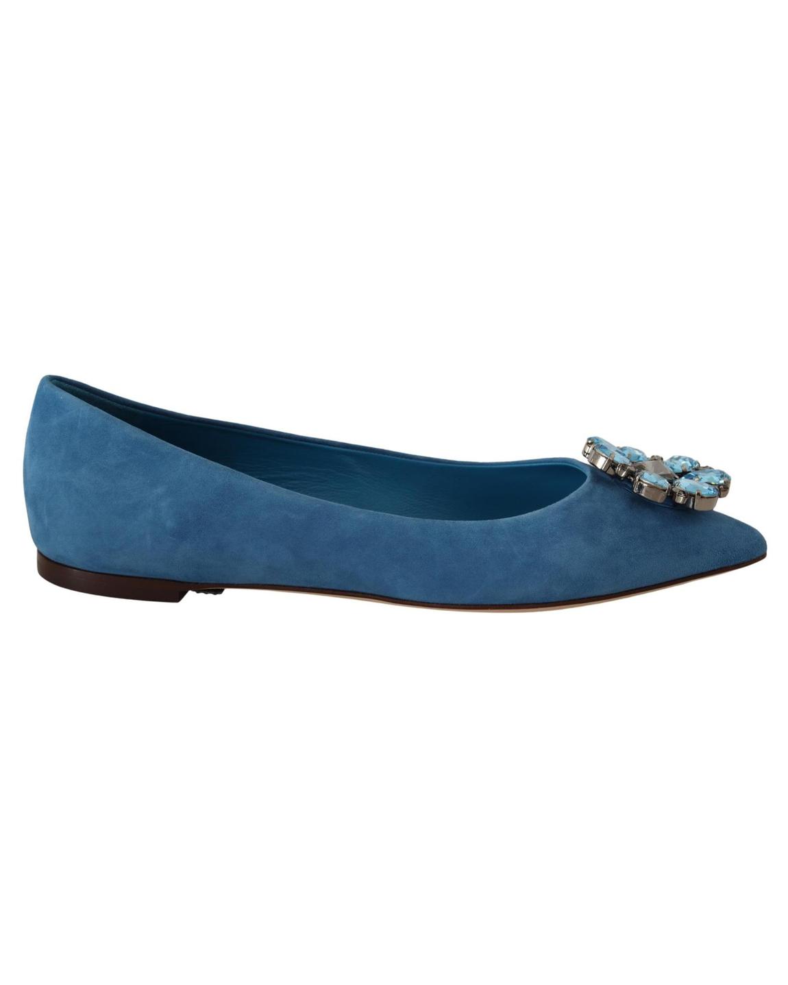 PointedToe Flats Crystal Embellishment - Blue Flat Shoes main product photo
