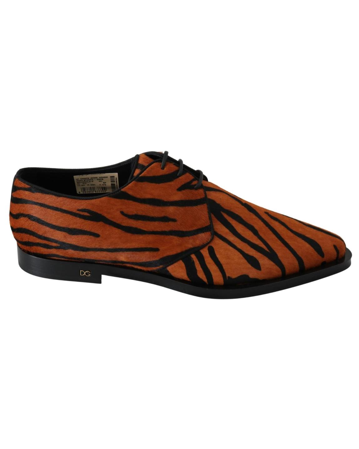 CN0079 AX995 Tiger Print Oxfords - Orange Flat Shoes main product photo