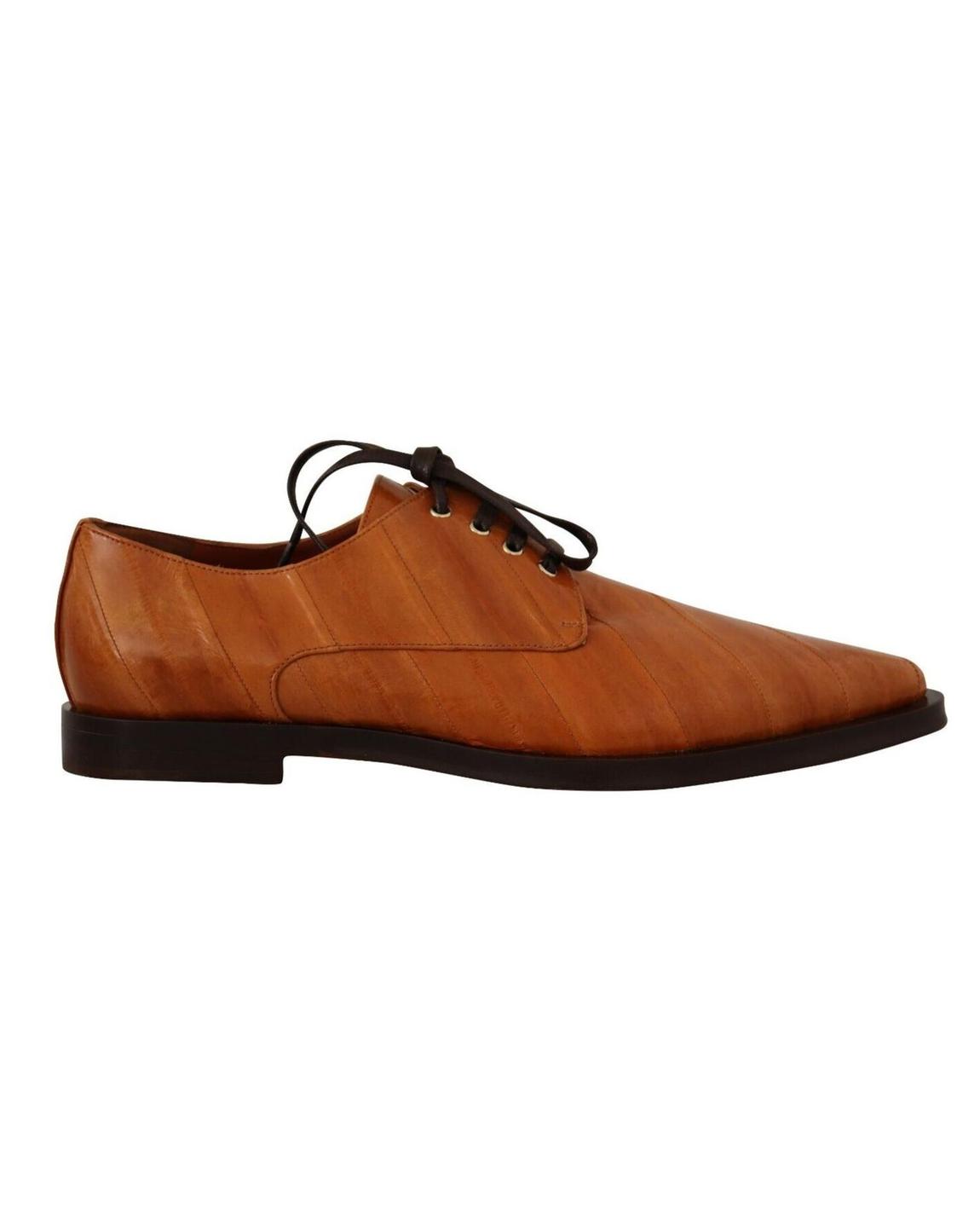 Men Leather Oxfords Pointed Toe - Brown Flat Shoes main product photo