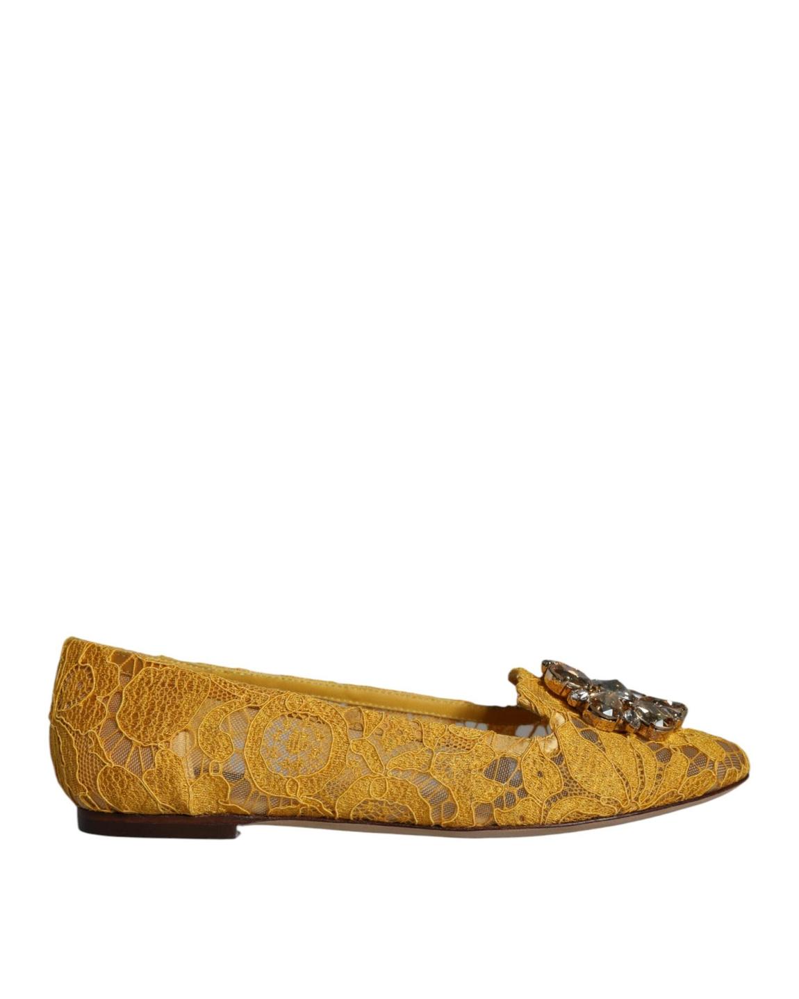 Lace Ballerinas Yellow - Mustard Flat Shoes main product photo