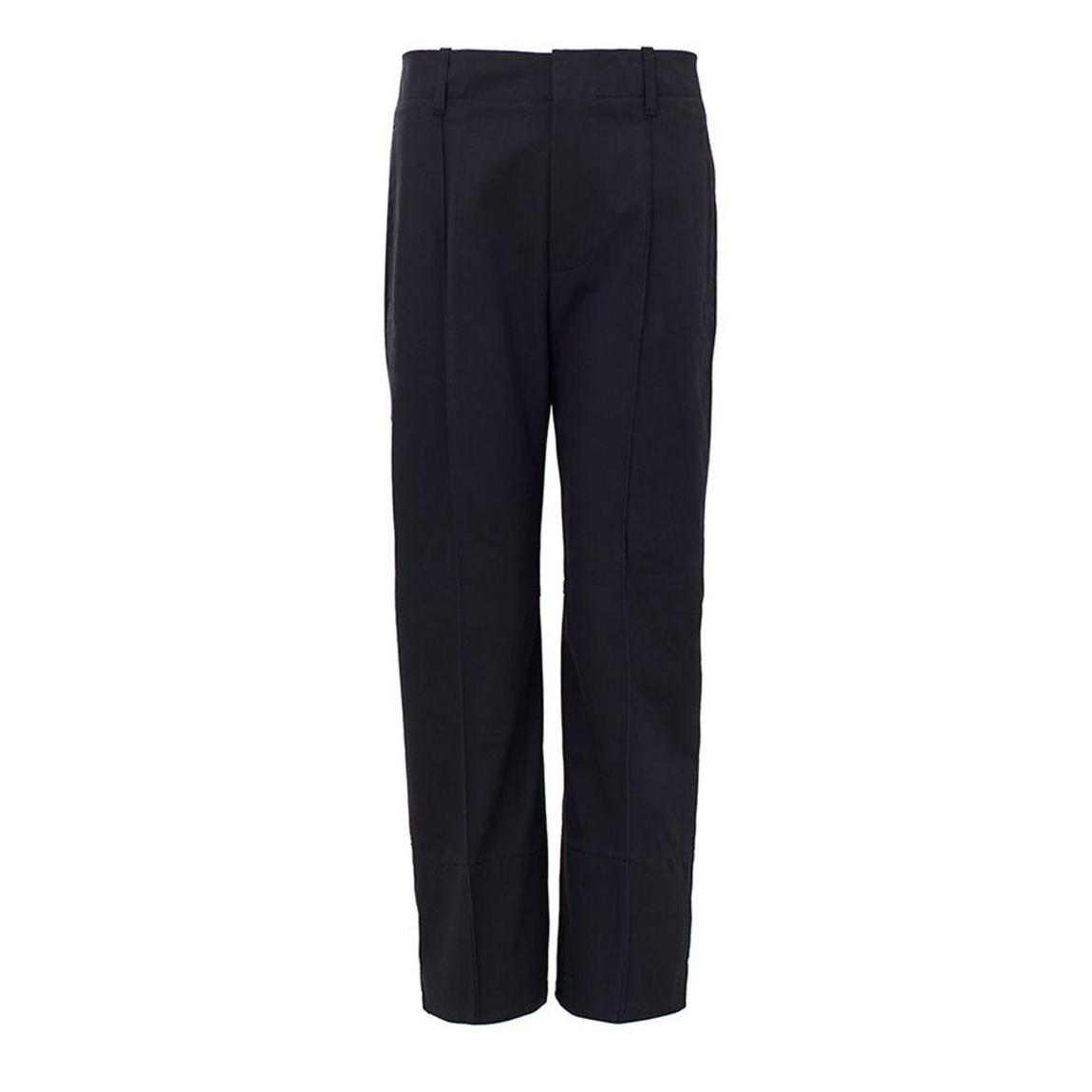High Waist Twill Trousers with Central Leg Seam and Openable Button main product photo