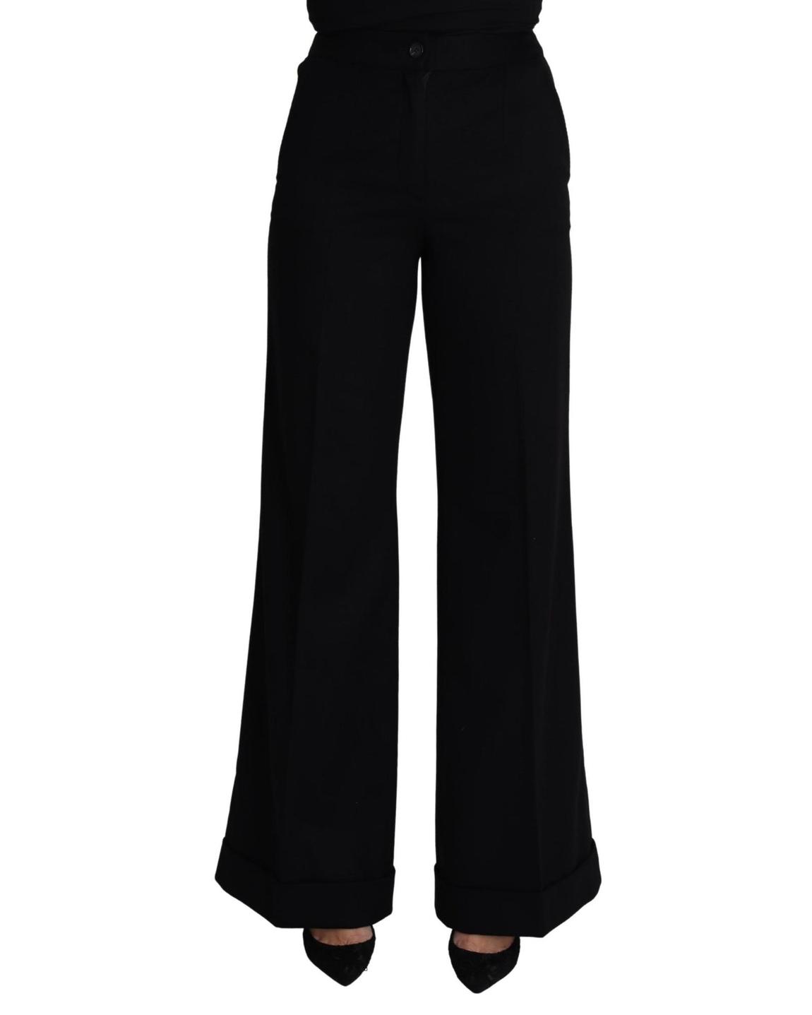 Wide Leg Trousers Style PAN71625 Wo - Black Jeans main product photo