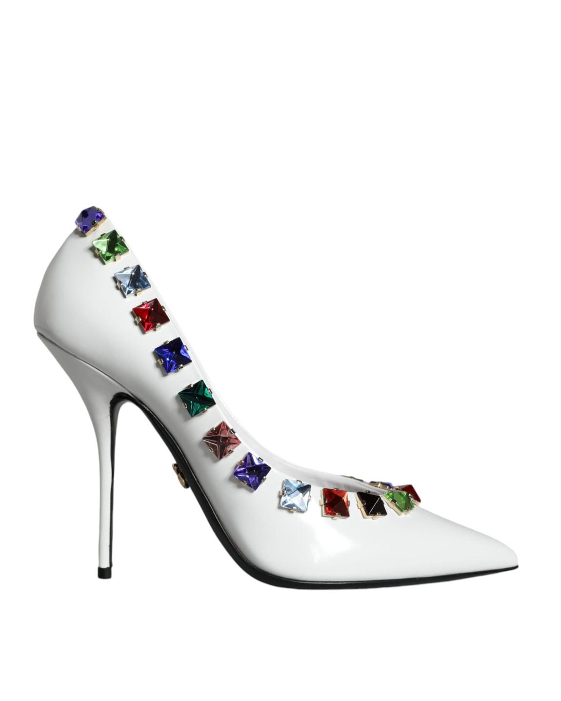 Gemstone Pumps PointedToe Heels Wo - White main product photo