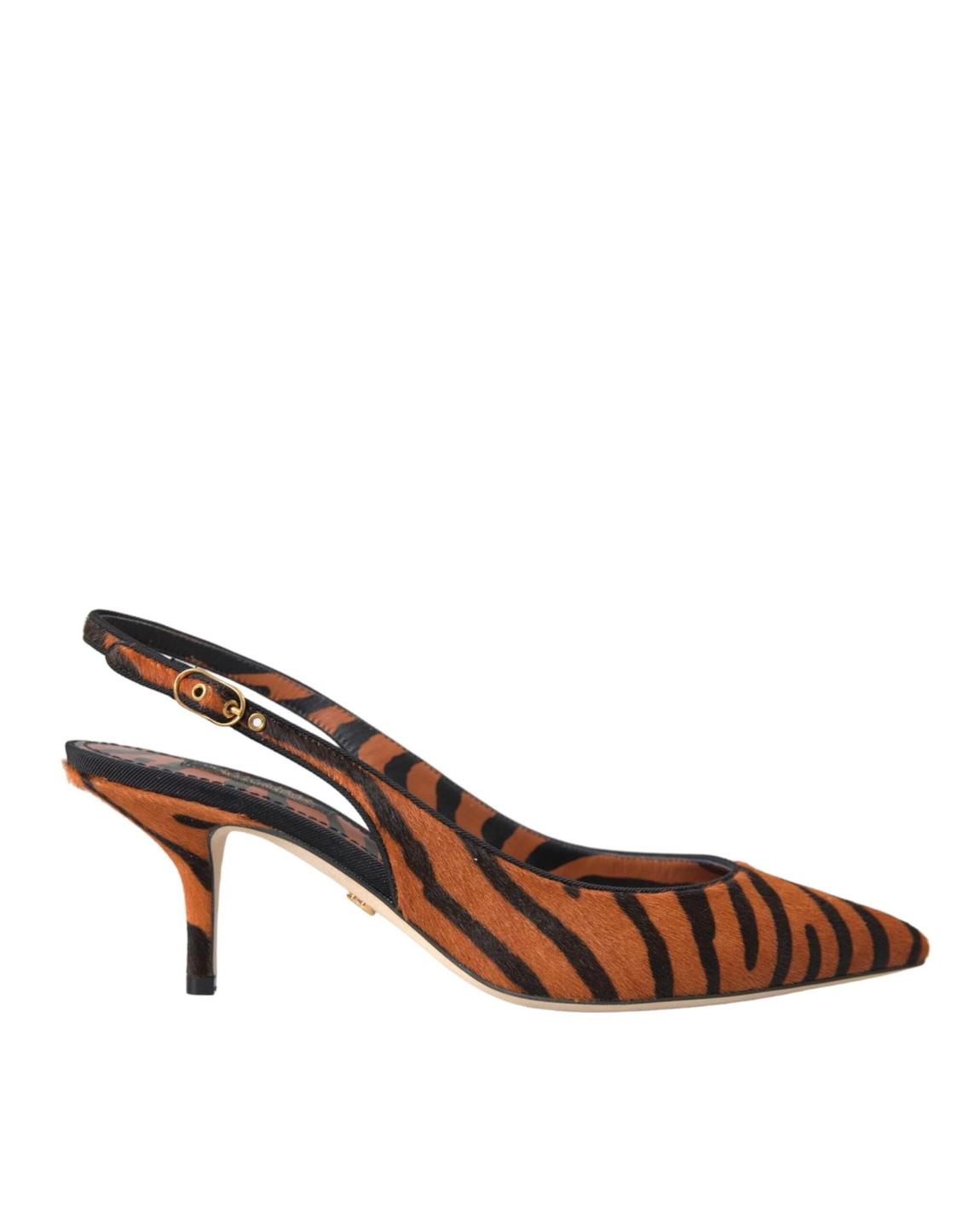 Calf Hair Slingbacks Tiger Print - Orange Sandals main product photo