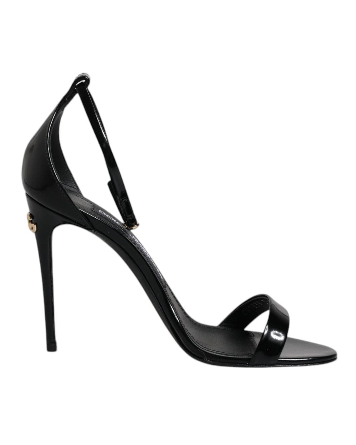 AnkleStrap Heels Patent Leather Sandals Wo - Black main product photo