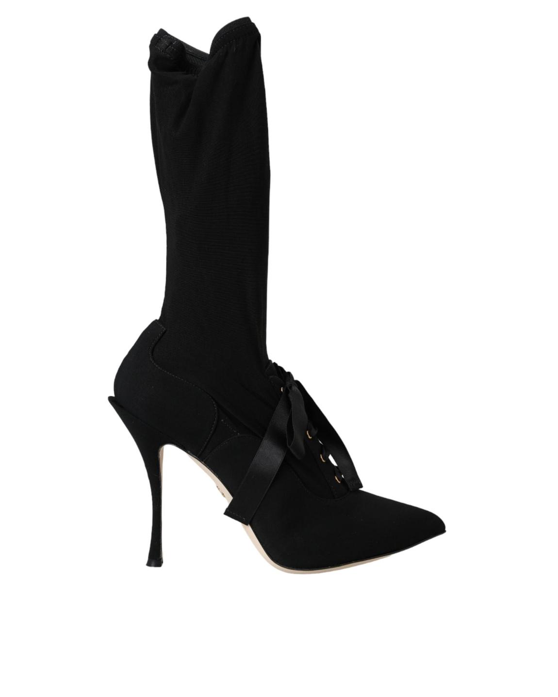 Dolce Gabbana LaceUp Sock Boots Black Women main product photo