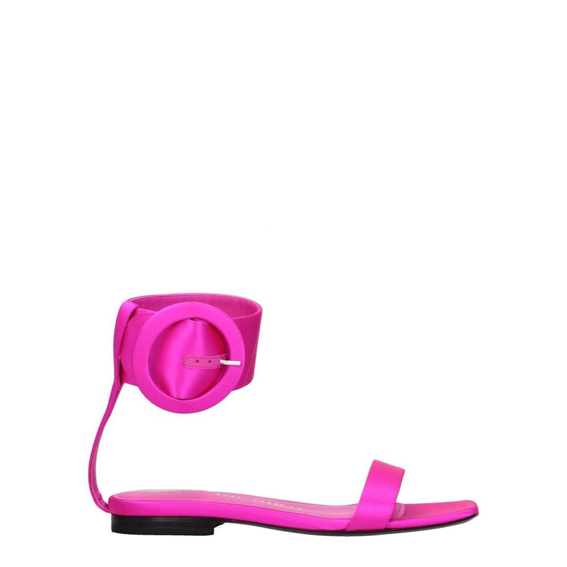 Satin Open Toe Sandals with Buckle Closure - Pink main product photo