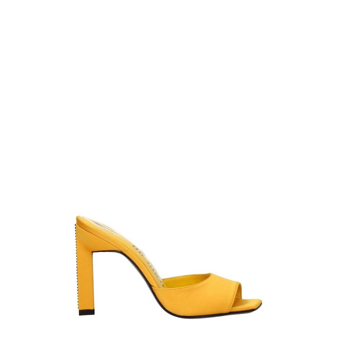 Satin High Heel Sandals with Rhinestone Detailing - Orange main product photo