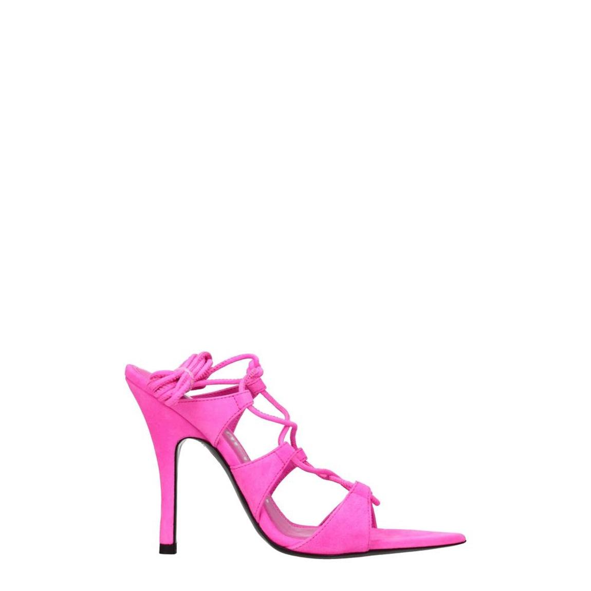High Heel Pointy Toe Suede Sandals with Self Tie Closures - Pink main product photo