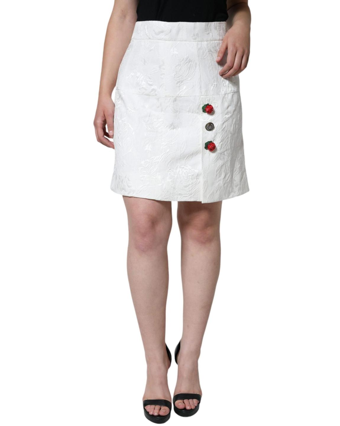 Rose Embellished Aline Mini Skirt F4BCT7HDZ0 - White main product photo