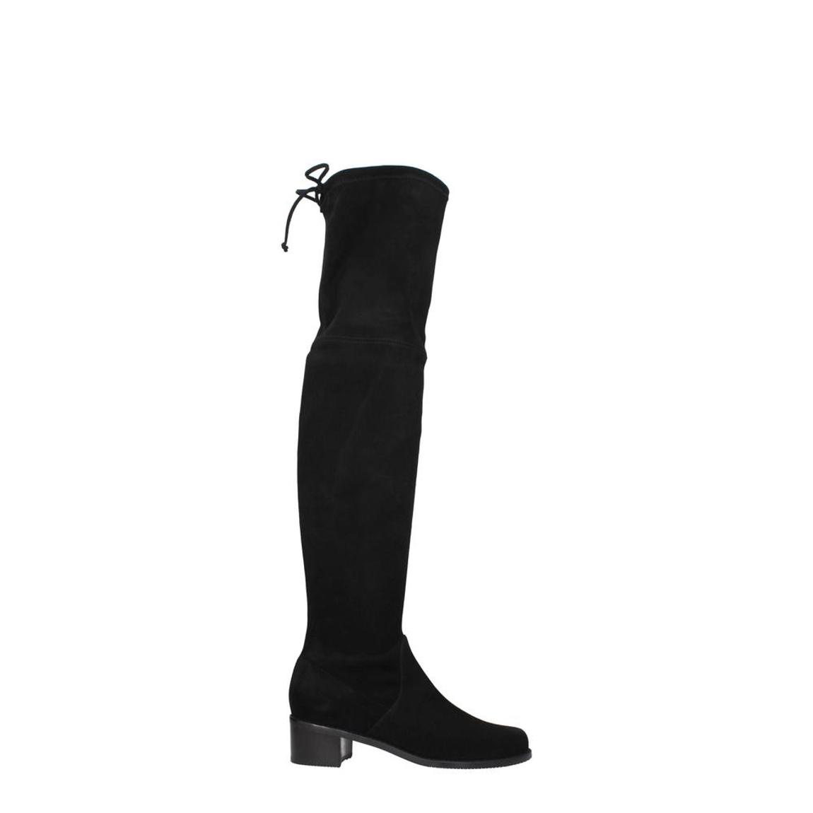 Vintage Suede Mid Heel Boots with Aged Effect - Black main product photo