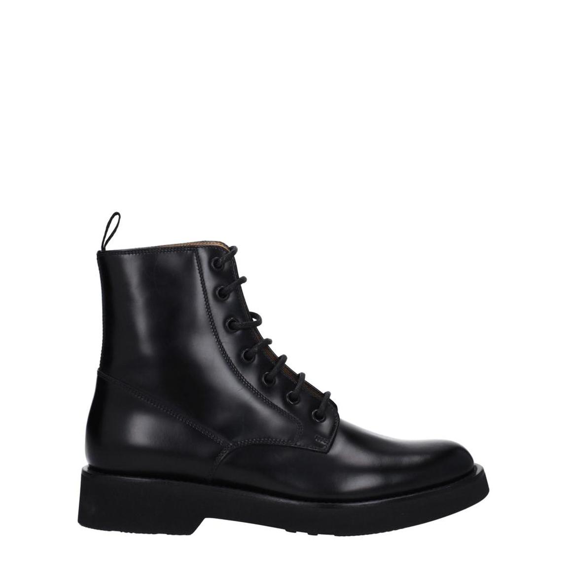 Leather Ankle Boots with Aged and Vintage Effect - Black main product photo