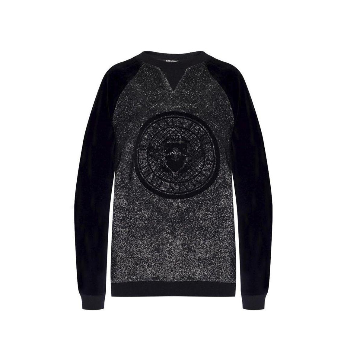 Ribbed Trim Long Sleeve Sweatshirt - Black Clothing main product photo