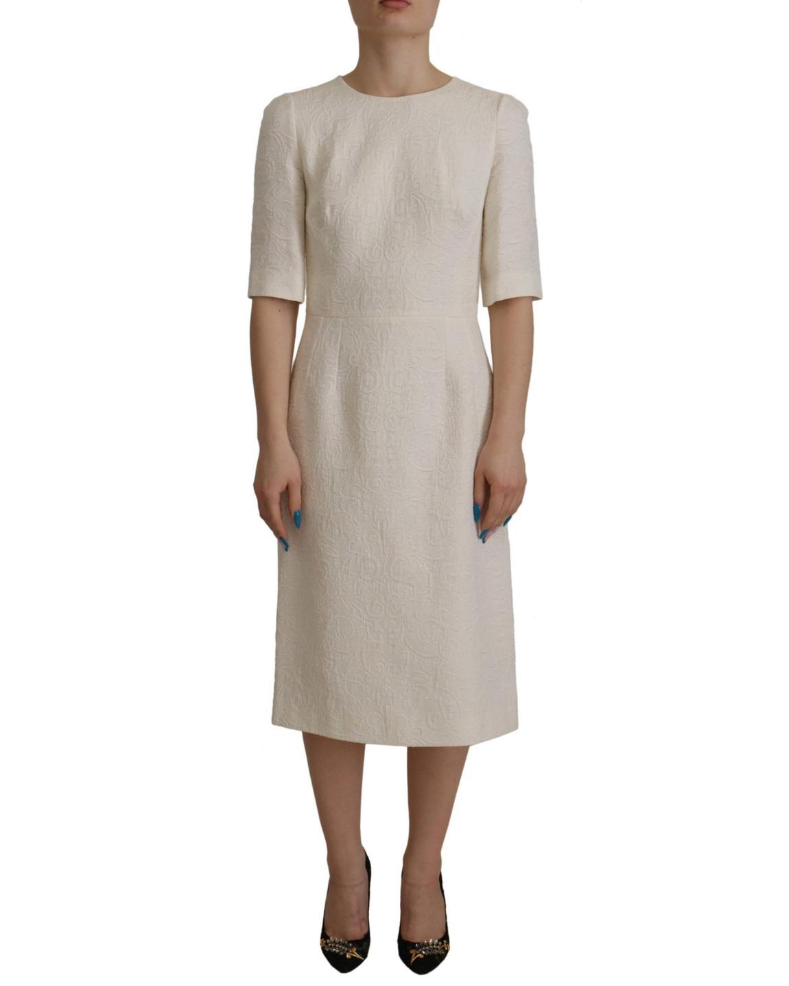 Floral Sheath Dress Half Sleeves - White Dresses main product photo