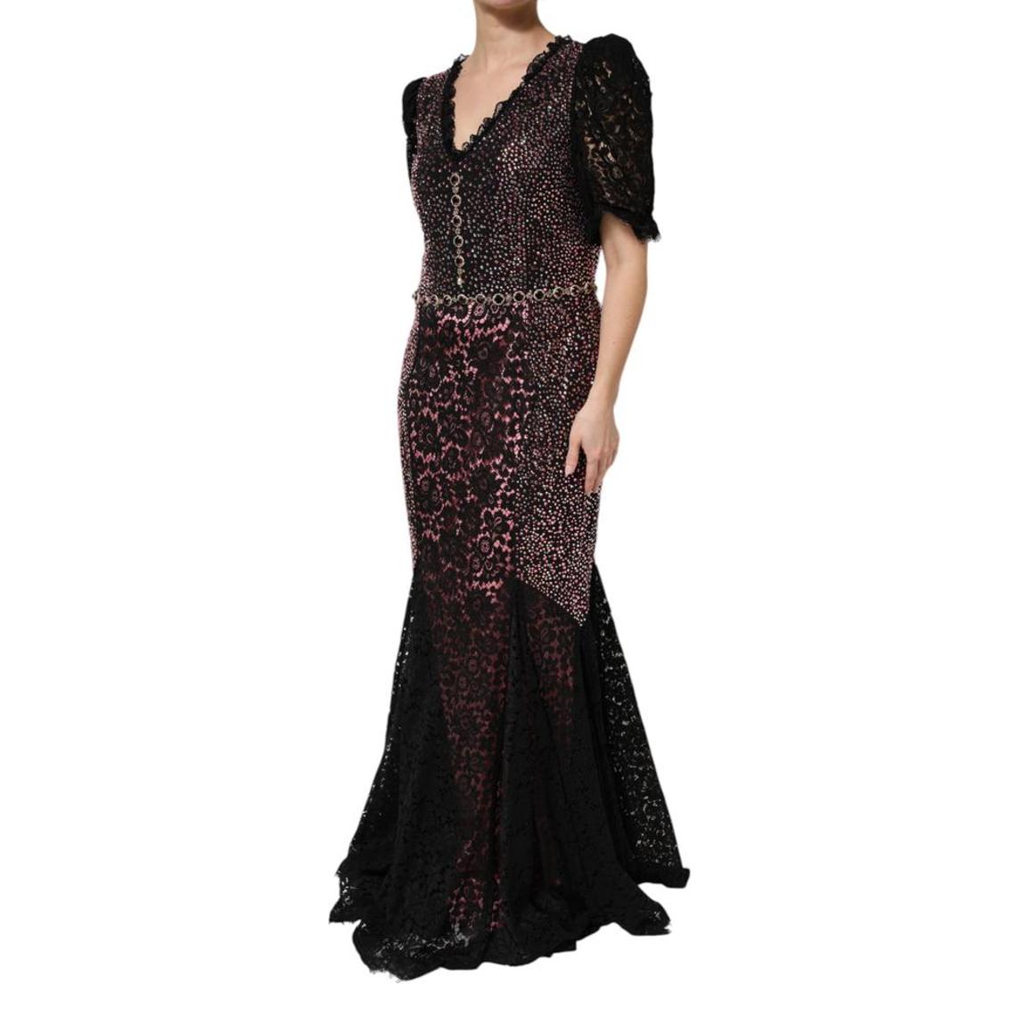 Lace Embellished Evening Dress - Multicolor Dresses main product photo