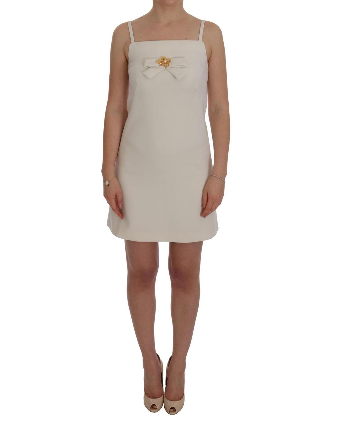 Bow Detail Mini Dress - White Dresses main product photo