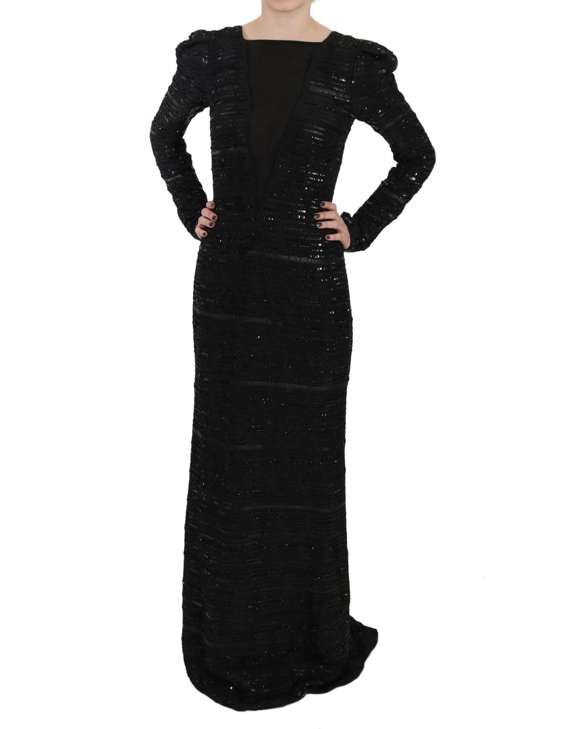 Sequin Evening Maxi Dress Wo - Black Dresses main product photo