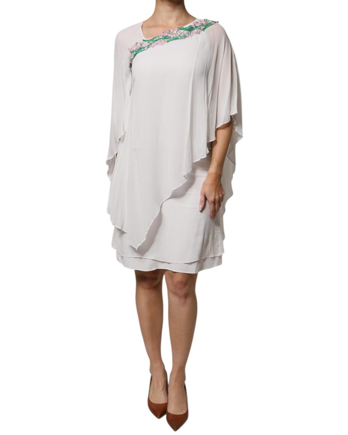 Layered Chiffon Mini Dress - White Dresses main product photo